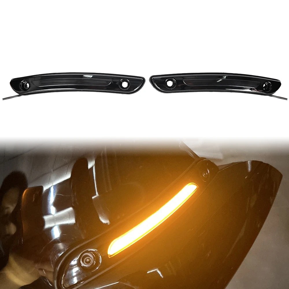 Tracer Windshield Vent/Trim //Fairing Vent Trim Light with DRL White and Flow AMber Signal for Softail Low Rider ST FXLRST 22-25